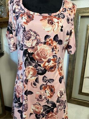 Arabella Pink Floral Cold Shoulder Handkerchief Tunic Dress •L-Size 1X•🌸